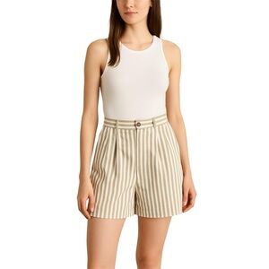 Vintage 90s high rise pleated striped old money preppy mid thigh shorts 7